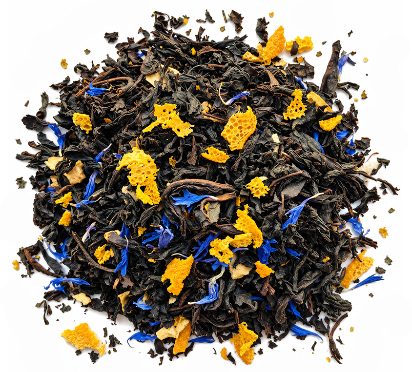 Queen Blue Earl Grey Leo Tea – czarna herbata Earl Grey z naturalnymi aromatami cytrusów, skórką pomarańczy i bławatkiem